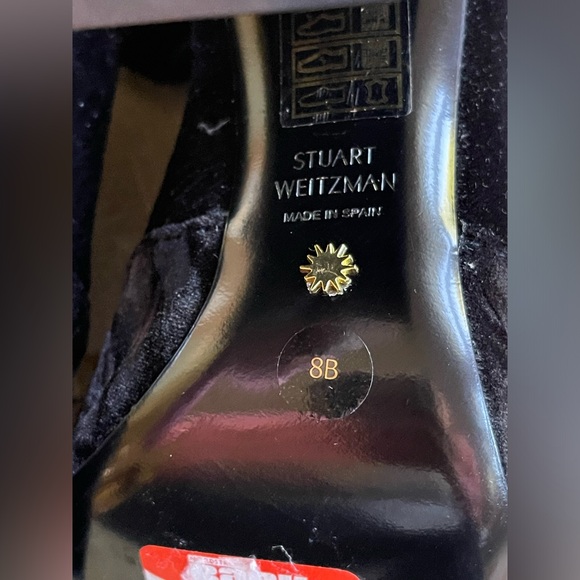 Stuart Weitzman Vidaland Black Stretch Crushed Velvet OTK Boots. Size 8 Women - Picture 5 of 6